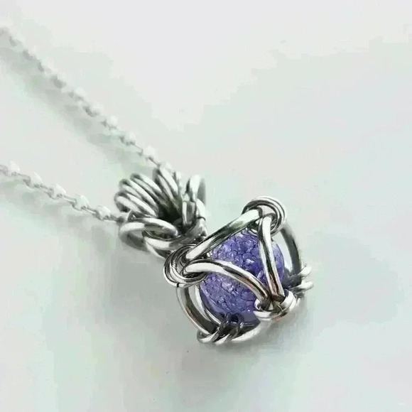 Whimsical  silver and purple mermaid style chainmaille necklace - Picture 1 of 7
